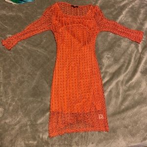 Orange glitter dress